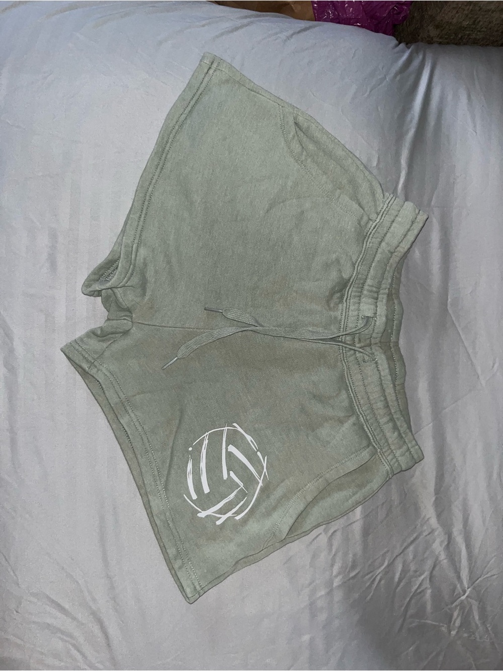 Women's Sage Green Athletic Shorts with Drawstring